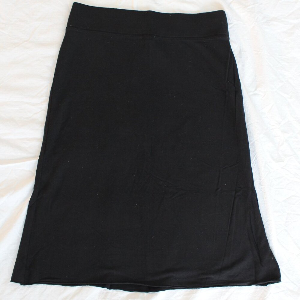 J. Crew Soft Jersey Black Stretchy Knee Length Elastic Pull-On Skirt Raw Hem
